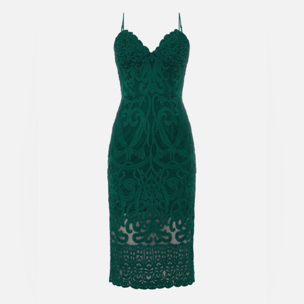 Bardot Gia Lace Midi Dress, Green, L
